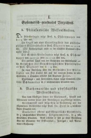 3-12, I. Systematisch-geordnetes Verzeichniß