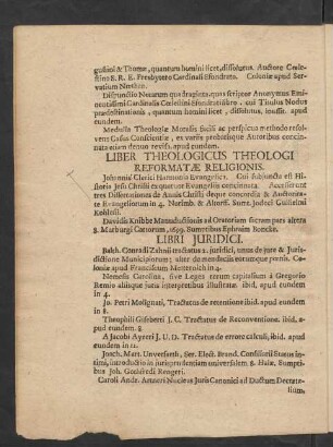 Libri Theologicus Theologi Reformatae Religionis.