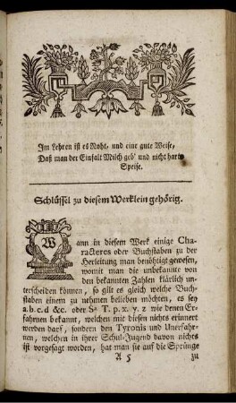 Schlüssel zu diesem Werklein gehörig.