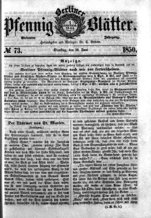 No. 73, Dienstag, den 18. Juni