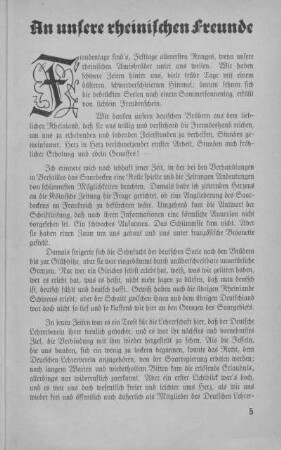 An unsere rheinischen Freunde.