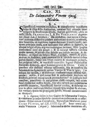 Caput XI. De Salamandrae Veneno ejusq. Medela