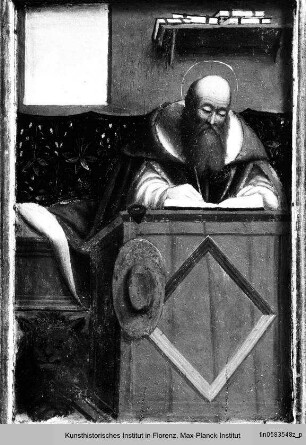 Szenen aus dem Leben Johannes' des Täufers : Predella mit Kirchenvätern und Szenen aus der Kindheit Johannes' des Täufers