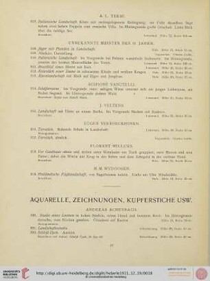Aquarelle, Zeichnungen, Kupferstiche usw. (Nr. 220-247)