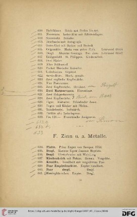 F. Zinn u. a. Metalle (Nr. 634- 778)