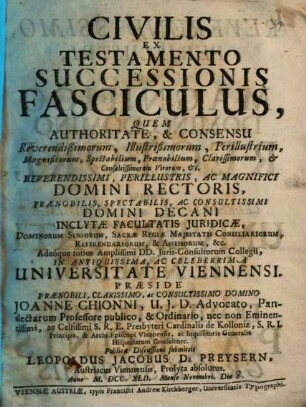 Civilis Ex Testamento Successionis Fasciculus