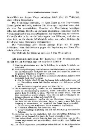 Zusammenstellung der angenommenen Thesen : [Protokolle der Verhandlungen]