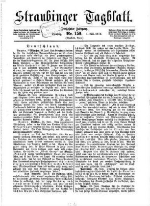 Straubinger Tagblatt : Straubinger Zeitung ; Straubinger Anzeiger ; gegründet 1860. 13,[2]. 1873 = Juli - Dez.