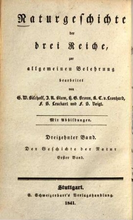 Handbuch einer Geschichte der Natur, 1. Einleitung. I. Theil: Kosmisches Leben. II. Theil: Tellurisches Leben