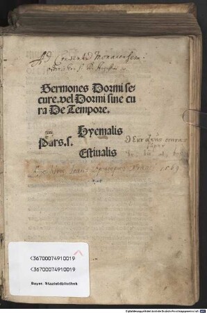 Sermones Dominicales Dormi secure de tempore et de Sanctis