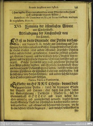 XVI. Formula der öffentlichen Abbitte und Kirchenbusse