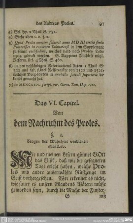 Das VI. Capitel. Von dem Nachruhm des Proles