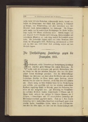 Die Vertheidigung Hamburgs gegen die Franzosen. 1813.