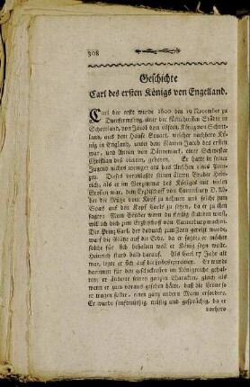 Geschichte Carl des ersten Königs von Engelland.