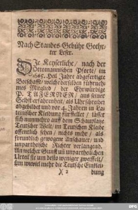 Nach Standes-Gebühr Geehrter Leser.