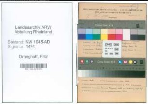 Entnazifizierung Fritz Droeghoff , geb. 15.08.1915 (Angestellter)