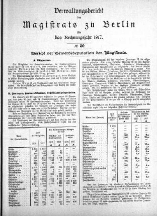 No. 30. Bericht der Gewerbedeputation des Magistrats