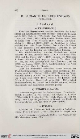 B. Romantik und Hellenismus (1820 - 1850)