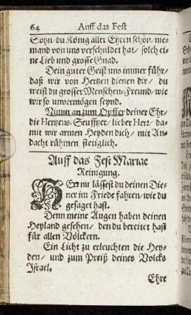 Auff das Fest Mariæ Reinigung.
