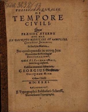 Theses inaug. de tempore civili
