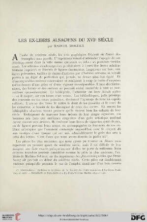 1: Les Ex-Libris Alsaciens du XVI Siècle $Par Marcel Moeder