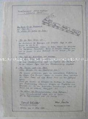 Handschriftliches Glückwunschschreiben einer Pionierfreundschaft zum 65. Geburtstag von Otto Grotewohl mit einer Abrechnung der Ergebnisse der Altstoffsammlung