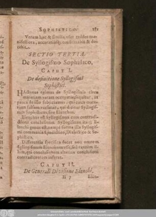 Sectio Tertia. De Syllogismo Sophistico.
