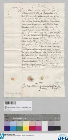 Dr. iur utr. Johann Baptista Weber und Dr. iur utr. Johann Ulrich Zasy, beide kaiserliche Geheimräte und Reichshofvizekanzler, stellen der Stadt Nürnberg Quittung aus über 440 fl. in Gold Stadtsteuer, die sie durch Thobias Weiss, Bürger zu Wien, eingenommen haben.