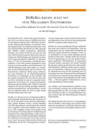 DeReKo-Archiv jetzt mit fünf Milliarden Textwörtern