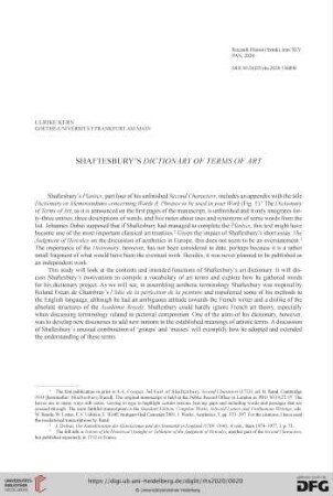 Shaftesbury's Dictionary of Terms of Art