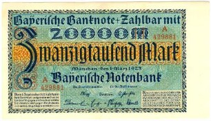 Geldschein, 20.000 Mark, 1.3.1923