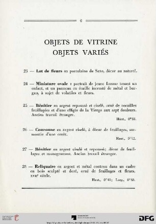Objets de vitrine - Objets veriés