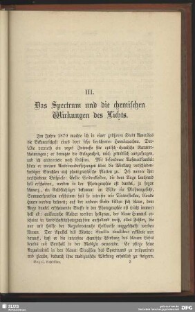 III. Das Spectrum und die chemischen Wirkungen des Lichts