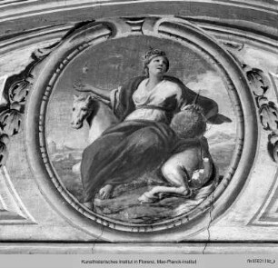 Deckendekoration mit Apollo, umgeben von den vier Erdteilen : Europa