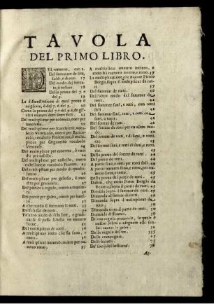 Tavola Del Primo Libro.