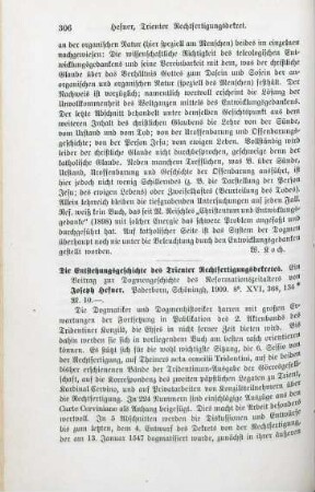 306-307 [Rezension] Hefner, Joseph, Die Entstehungsgeschichte des Trienter Rechtfertigungsdekretes