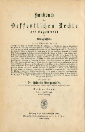 Bd. 3, Halbbd. 1, Abth. 1: Das Staatsrecht des Königreichs Bayern