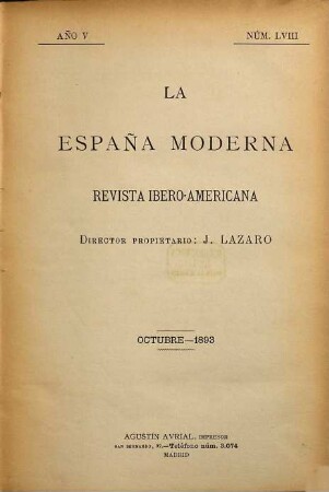 La España moderna : revista ibero-americana. 58/60. 1893 = Jg. 5