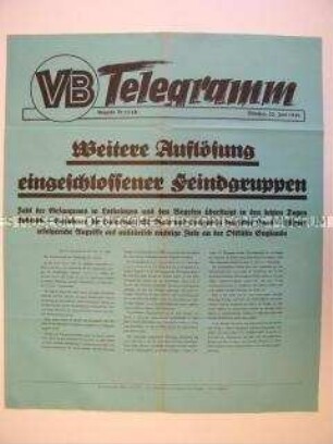Maueranschlag des "Völkischen Beobachters": "Weitere Auflösung eingeschlossener Feindgruppen"