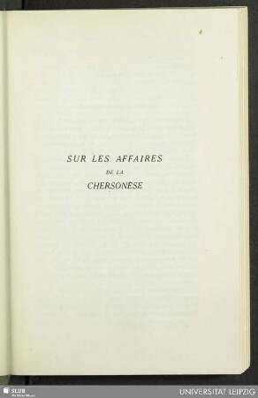 Sur les affaires de la Chersonese