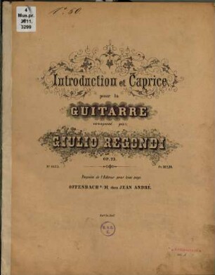 Introduction et caprice : pour la guitarre ; op. 23