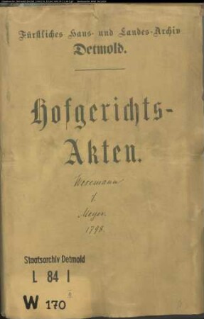 Wesemann, Ernst in Blomberg gegen Christoph Meyer, Kellerwirt in Blomberg - Kauf und Verkauf