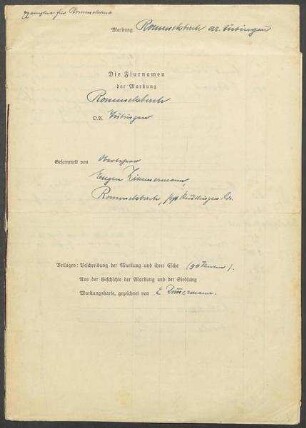 3 Fragebogen und Karte Rommelsbach, OA Tübingen