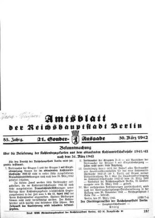 21. Sonder-Ausgabe, 30. März 1942