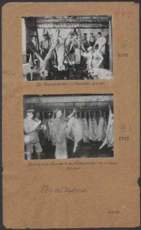Abwiegen des Fleisches in der Feldschlächterei der 6. Armee