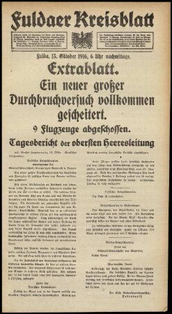 Ausgabe vom Freitag, den 13. Oktober 1916.