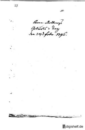 27: Brief von Auguste Gräfin (?) Stolberg-Wernigerode an Anna Stolberg-Wernigerode