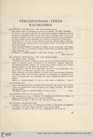 Vertäfelungen, Türen, Öfen (Nr. 287-304)