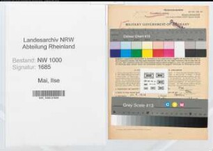 Entnazifizierung Ilse Mai, geb. 16.09.1919 (Verw.Angest.)