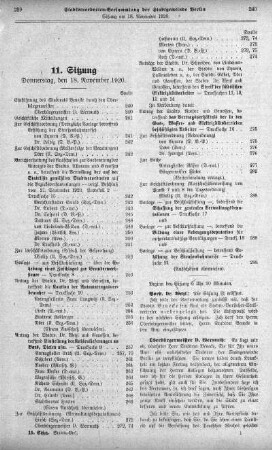 Sitzung 11, 18. November 1920